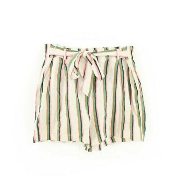 Halogen Paperbag Shorts Size XL Tie Waist Striped Dune White Multi EUC  A1 - Picture 3 of 6